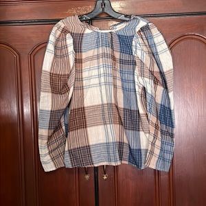 Universal Thread Gauze Plaid Blouse Size Medium